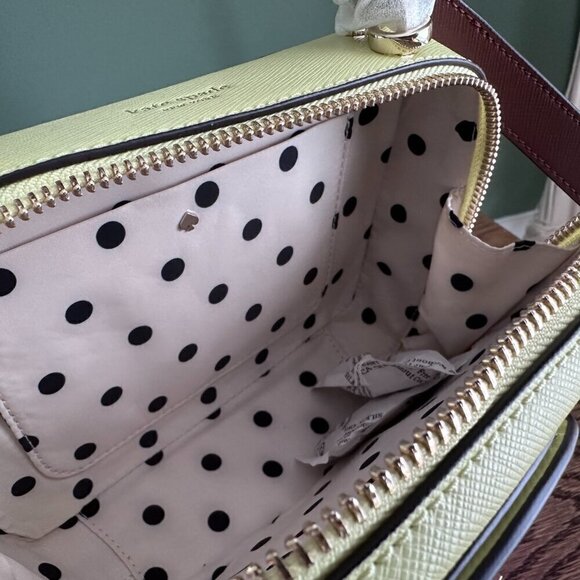 NWT!! Kate Spade Vanity Mini Top Handle Bag -Purple/Cream yellow(Irisbloom) - Picture 14 of 16